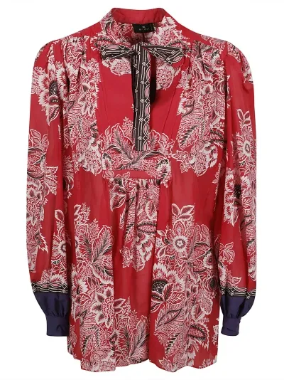 Etro Floral Print Tie-neck Blouse In Multi