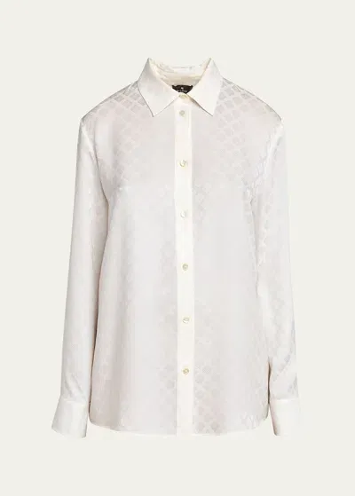 Etro Geometric Button Down Silk Top In White