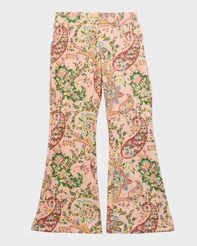 Etro Kids' Girl's Paisley-print Bootcut Trousers In Multi