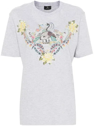 Etro Graphic-print T-shirt In Grey