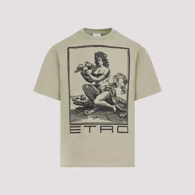 Etro Green Cotton T-shirt In Neutrals