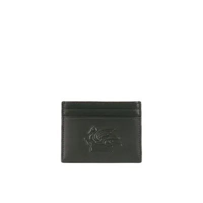 Etro Green Embossed Logo Card Holder