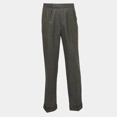 Pre-owned Etro Grey Patterned Wool Formal Trousers Xl