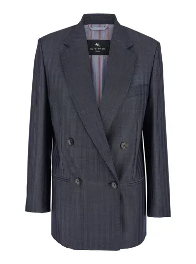 Etro Grey Single Breasted Blazer