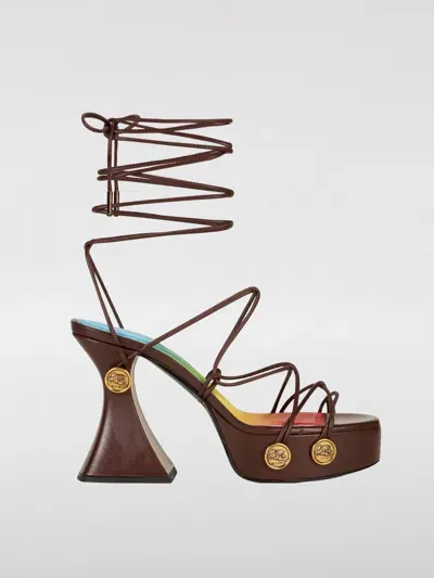 Etro Tie-fastening Platform Sandals In Brown