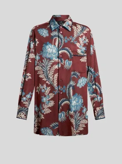 Etro Shirt With Print In Bordeaux