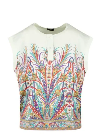 Etro Graphic-print Henley-neck T-shirt In White