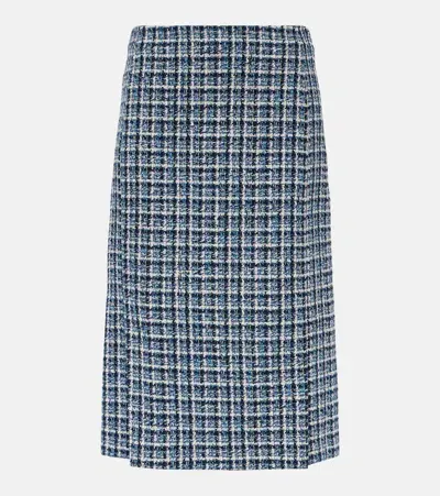 Etro Tweed Midi Skirt In Blue