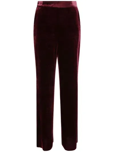 Etro High-waisted Bordeaux Red Velvet Trousers