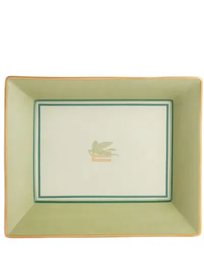 Etro Home Porcelain Tray In Green