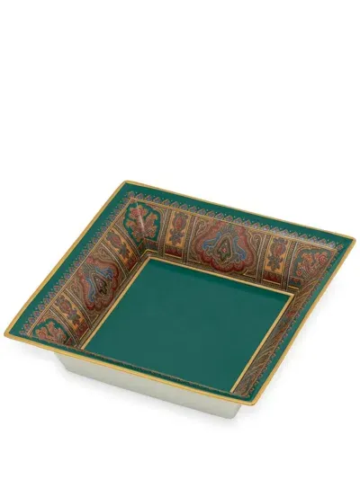 Etro Home Tray With Paisley Print In Green