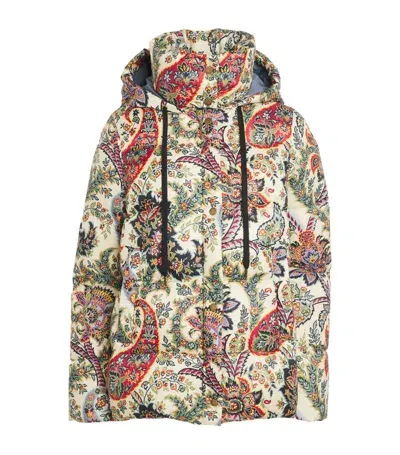 Etro Hooded Paisley Print Puffer Jacket In White