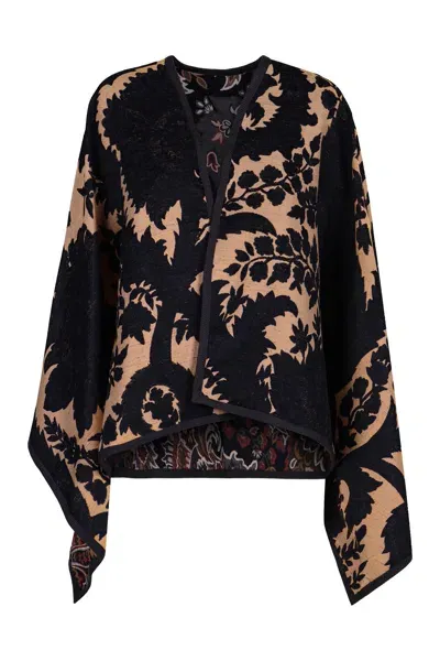 Etro Jacquard Cape In Black