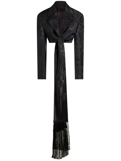 Etro Jacquard Cropped Jacket In Black