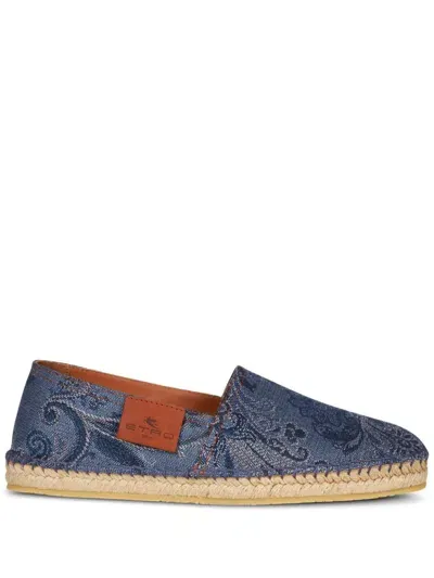 Etro Jacquard Denim Espadrilles In Blue