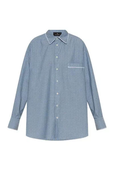 Etro Jacquard Oversized Shirt In Blue