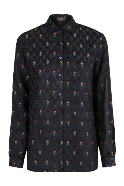 Etro Jacquard Shirt In Black