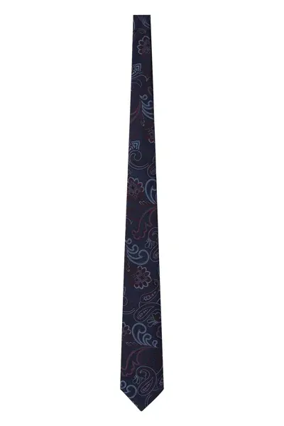 Etro Jacquard Silk Tie In Blue