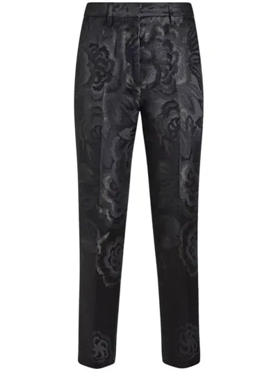 Etro Jacquard Tapered Trousers In Black