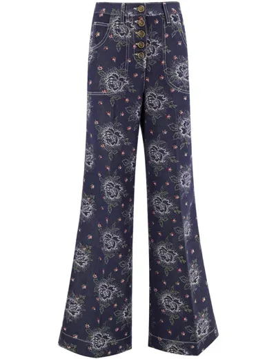 Etro Jeans In Multicolor On Blue Base