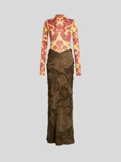 Etro Floral-print Panelled Maxi Dress In Yellow