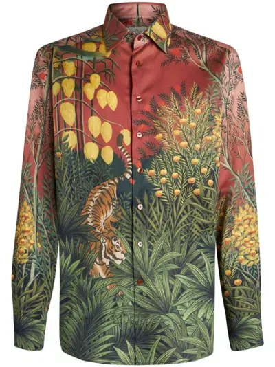 Etro Jungle-print Cotton Shirt In Multi