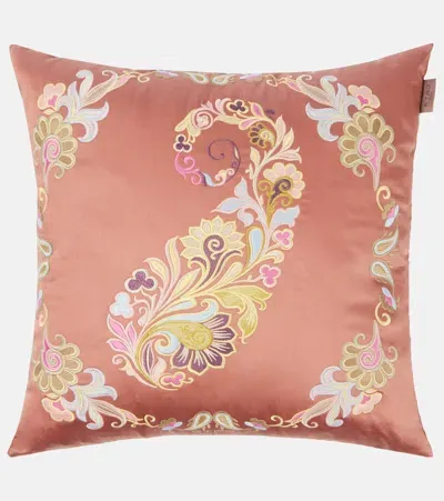 Etro Kentia Embroidered Cushion In Pink