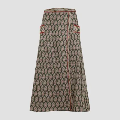 Etro Knit Jacquard Midi Skirt In Brown