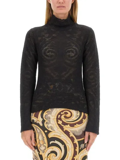 Etro Knit Jacquard Turtleneck Jumper In Schwarz