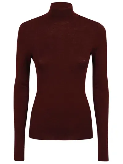 Etro High-neck Wool Jumper In Burgundy