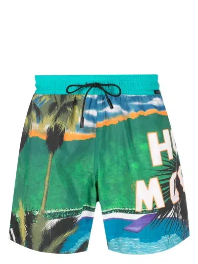 Etro Landscape-print Swim Shorts In Blue