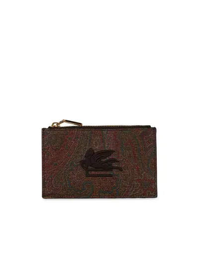 Etro 'arnica' Large Brown Leather Card Holder Woman