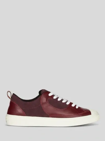 Etro Leather Sneakers In Burgundy