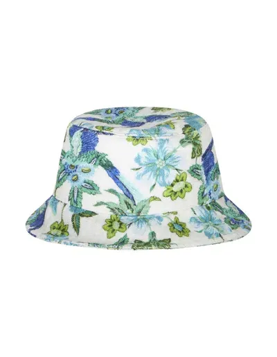 Etro Tropical-print Bucket Hat In Light Blue