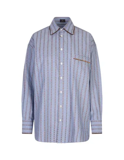 Etro Light Blue Jacquard Shirt