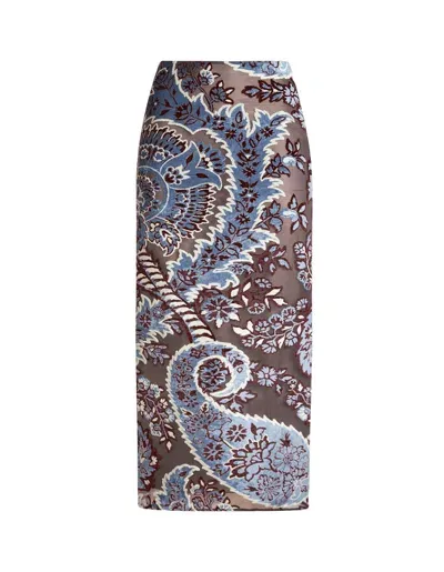 Etro Printed Midi Skirt In Multicolour