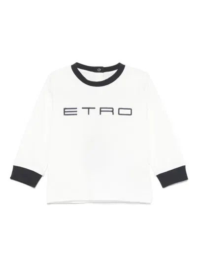 Etro Babies' Logo-embroidered T-shirt In White