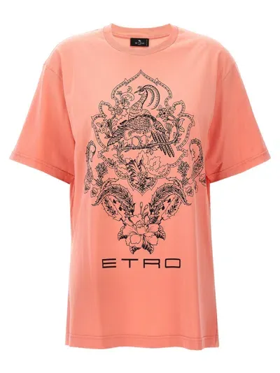 Etro Logo Print T-shirt In Pink