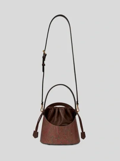 Etro Medium Paisley Saturno Bag In Brown