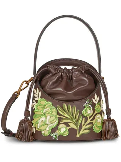 Etro Medium Saturno Bucket Bag In Brown