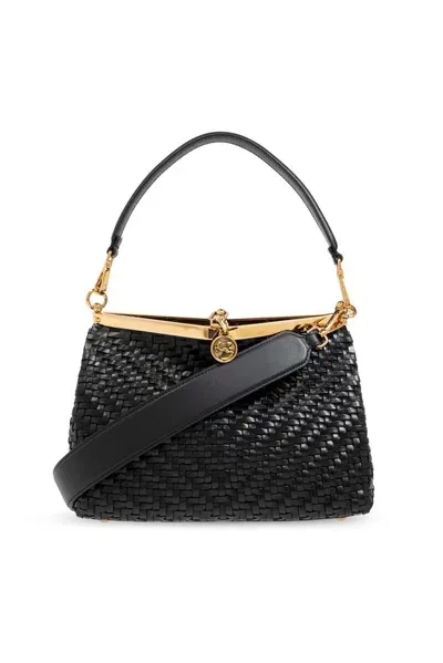 Etro Medium Woven Vela Shoulder Bag In Black