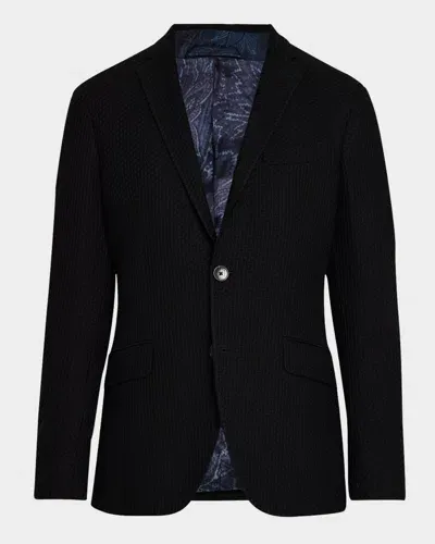 Etro Men's Basic Textured Blazer In Black