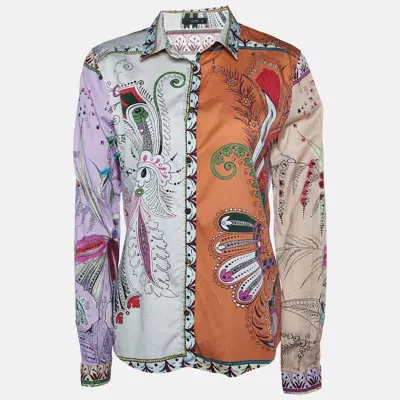 Pre-owned Etro Multicolor Printed Cotton Buttoned Up Shirt L