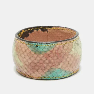 Pre-owned Etro Multicolor Python Effect Leather Bangle Bracelet