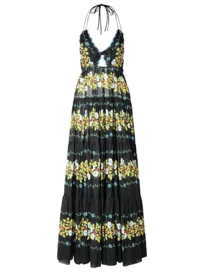 Etro Open Back Floral Printed Halterneck Maxi Dress In Multi