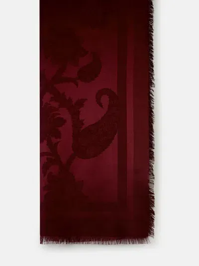 Etro 'orfeo' Burgundy Silk Blend Scarf In Bordeaux