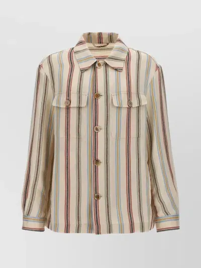 Etro Striped Overshirt In Multicolour