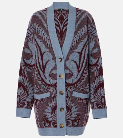 Etro Knit Wool Cardigan In Purple