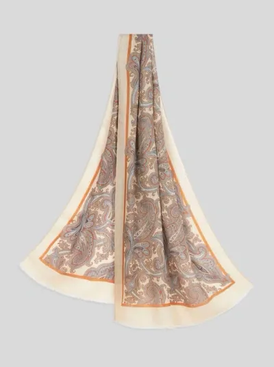 Etro Paisley Cashmere Scarf In Neutral