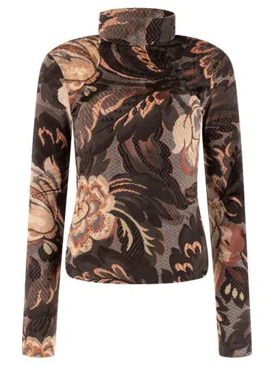 Etro "paisley" Chenille Top In Brown